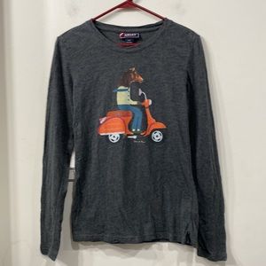 Ariat Long Sleeve Cotton Top Heathered Grey with Cartoon Motive size S